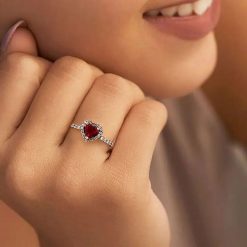 bague argent avec cœur rouge