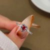 bague argent cœur rouge