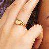 bague chevalière cœur brillant