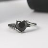 bague cœur noir brillant