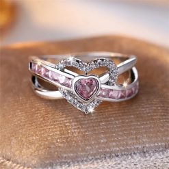 bague coeur rose
