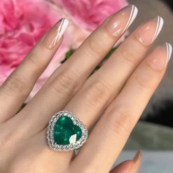 bague cœur vert