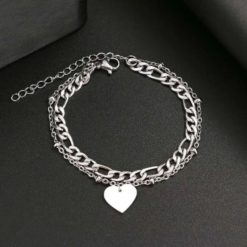bracelet avec cœur en acier inoxydable