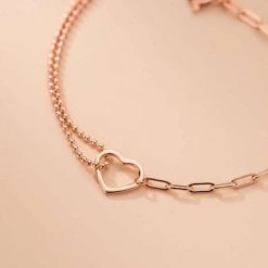 bracelet avec cœur en argent pour femme