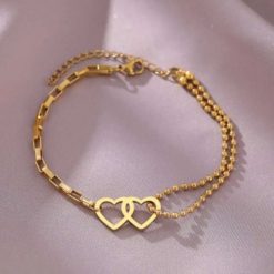 bracelet avec double cœur