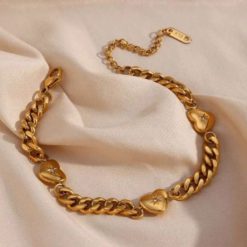 bracelet en maille cœur