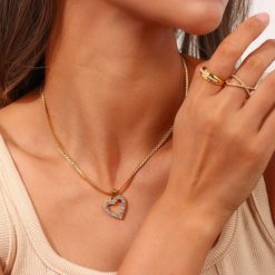 collier cœur strass