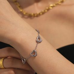 Bracelet 5 cœurs argent