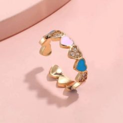 bague cœur multicolore