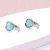 boucles d'oreilles avec cœur aigue marine