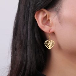 boucles d’oreilles avec cœur arbre de vie