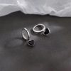 boucles d’oreilles avec cœur argent pierre noire