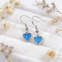boucles d'oreilles avec cœur bleu