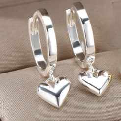 boucles d'oreilles avec cœur en acier inoxydable