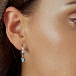 boucles d'oreilles avec cœur turquoise