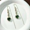 boucles d'oreilles avec cœur vert