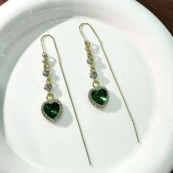 boucles d'oreilles avec cœur vert