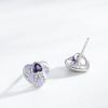 boucles d’oreilles clous avec cœur violet