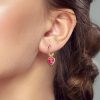 boucles d’oreilles clous cœur rose fuchsia