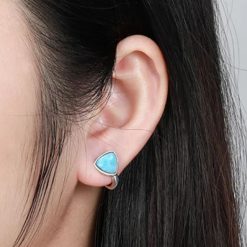 boucles d'oreilles cœur aigue marine