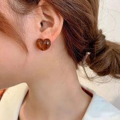 boucles d'oreilles cœur ambre