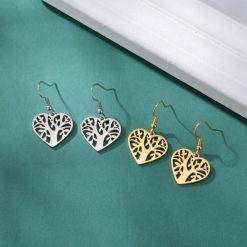 boucles d’oreilles cœur arbre de vie