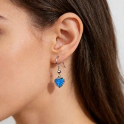 boucles d'oreilles cœur bleu