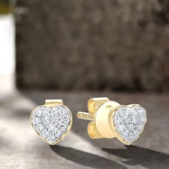 boucles d'oreilles cœur diamant