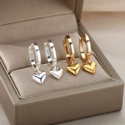 boucles d'oreilles cœur en acier inoxydable