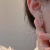 boucles d’oreilles cœur en rose