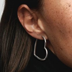 boucles d'oreilles cœur or blanc