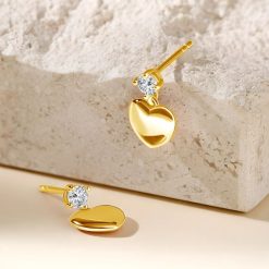 boucles d’oreilles cœur pendantes or