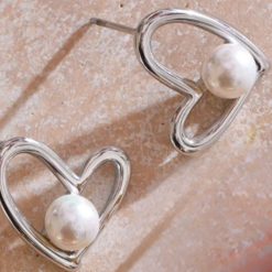 boucles d'oreilles cœur perle