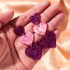boucles d'oreilles cœur pourpre