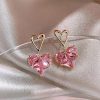 boucles d’oreilles cœur rose