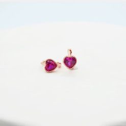 boucles d'oreilles cœur rose pour enfant