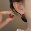 boucles d'oreilles cœur rouge