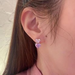 boucles d'oreilles cœur violet