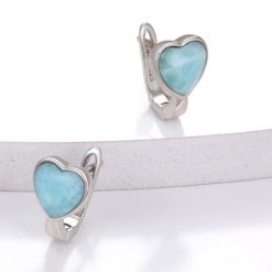 boucles d'oreilles en cœur aigue marine