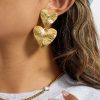 boucles d'oreilles pendantes avec 2 cœurs