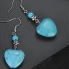 boucles d'oreilles pendantes cœur turquoise