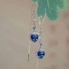 boucles d'oreilles pendantes en cœur saphir