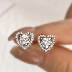 boucles d’oreilles petit cœur brillant argent