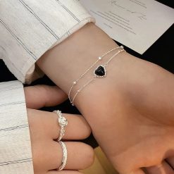 bracelet cœur noir