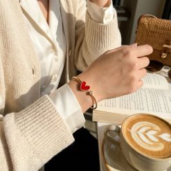 bracelet jonc cœur rouge