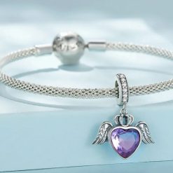 charm avec cœur violet pour bracelet