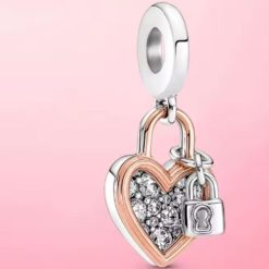 charm cœur cadenas or rose