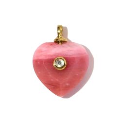 charm cœur pierre rose