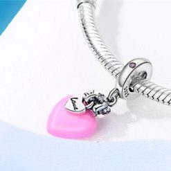 charm cœur rose
