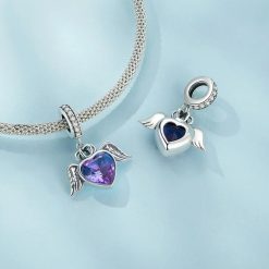 charm cœur violet pour bracelet
